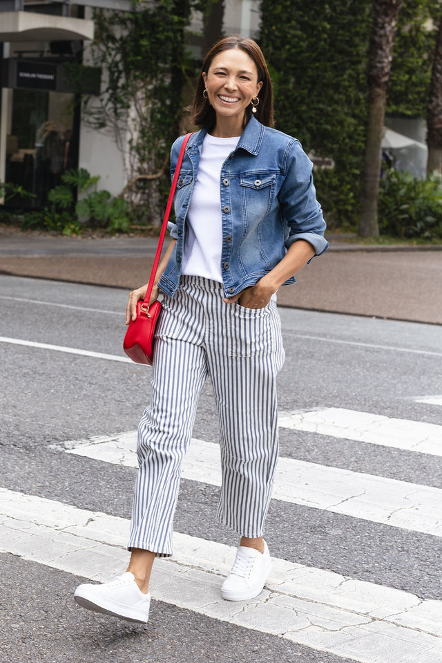 Breslin Blue Stripe Barrel Jeans