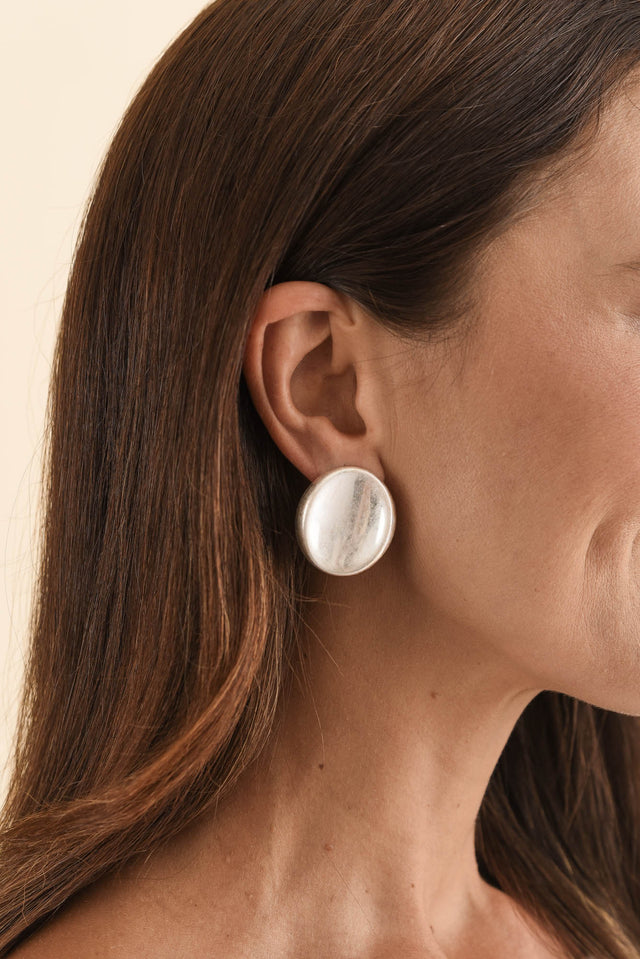 Rory Silver Disc Earrings image 2