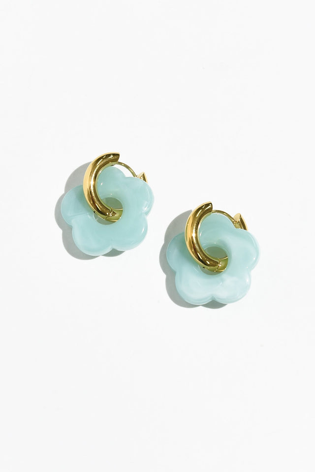 Rosalie Aqua Flower Hoop Earrings image 1