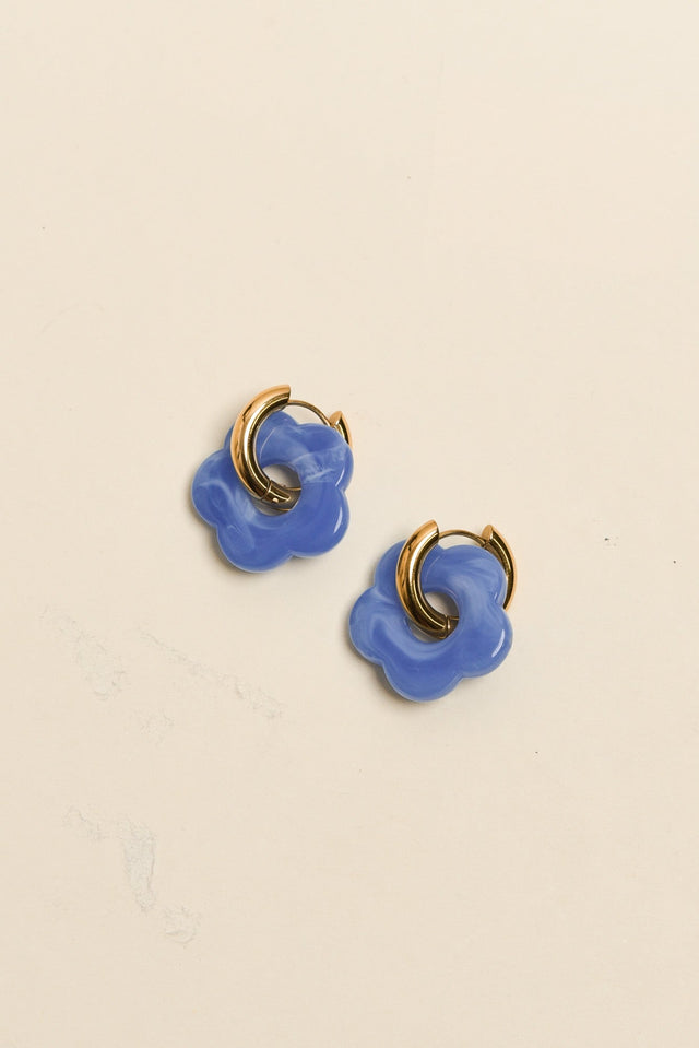 Rosalie Blue Flower Hoop Earrings image 1