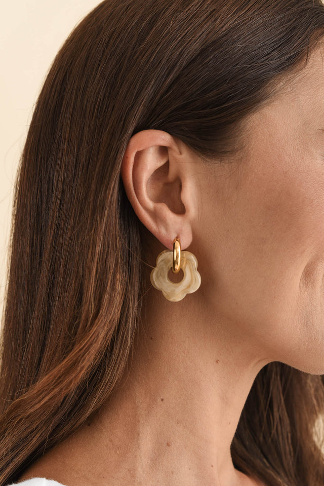 Rosalie Gold Flower Hoop Earrings image 2