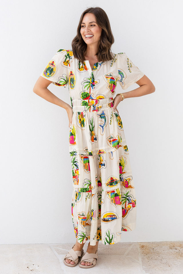 Rosaline Natural Fiesta Cotton Tier Dress
