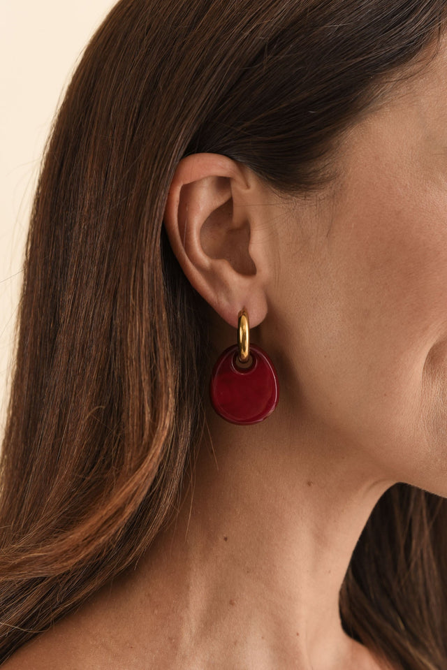 Rumi Red Hoop Earrings image 2
