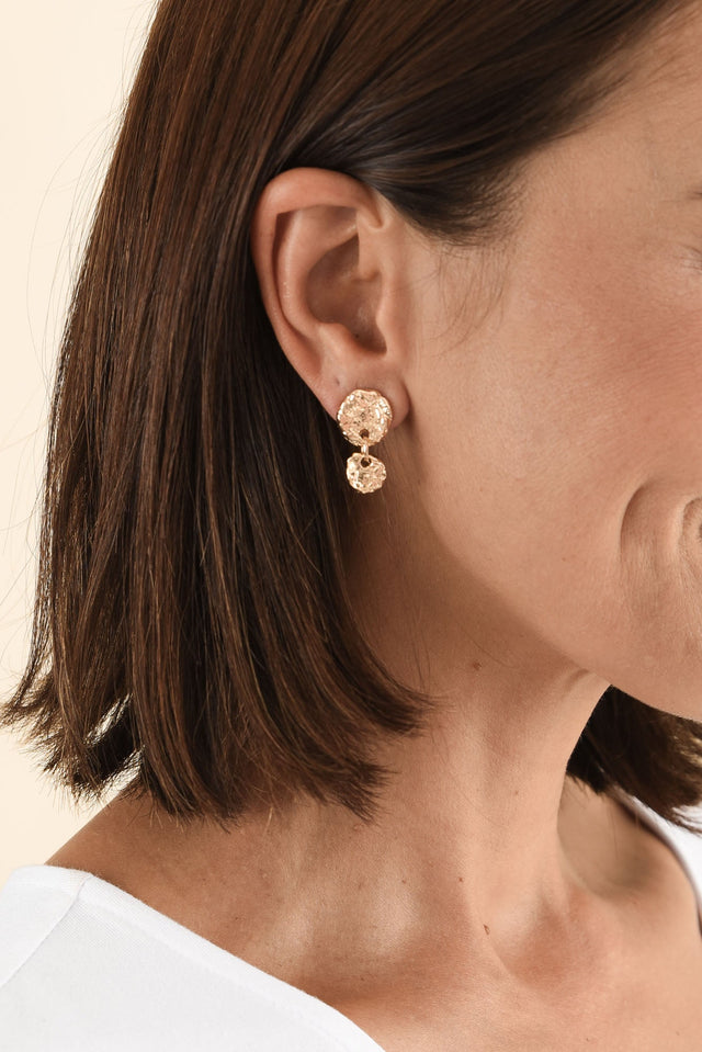 Rydell Gold Beaten Circle Earrings image 2