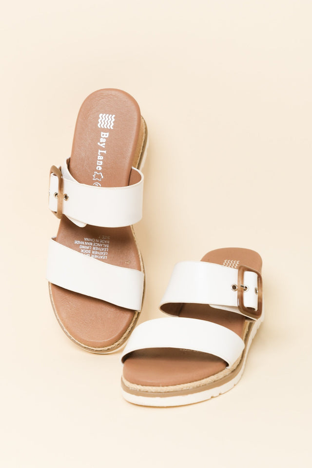 Ryver White Buckle Wedge Sandal image 2