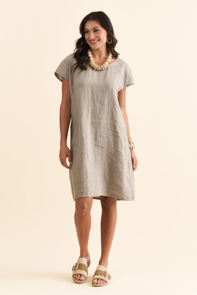 Sahara Taupe Linen Pocket Dress