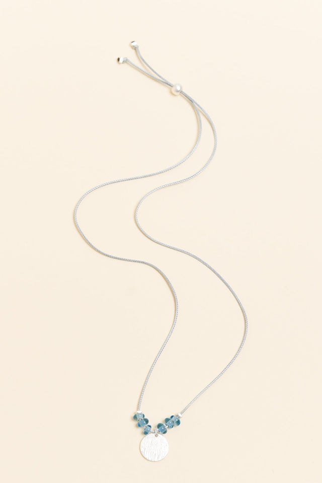 Sara Blue Beaded Disc Necklace image 1