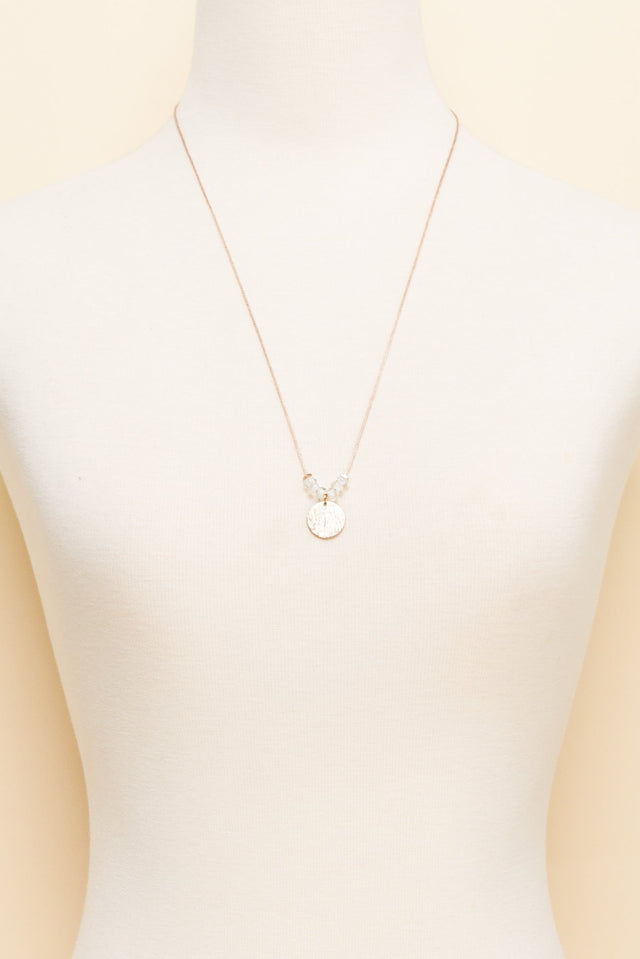 Sara Clear Beaded Disc Necklace image 2