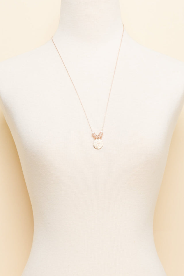 Sara Pink Beaded Disc Necklace image 2