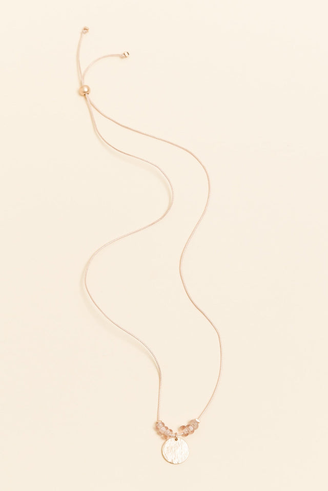 Sara Pink Beaded Disc Necklace image 1
