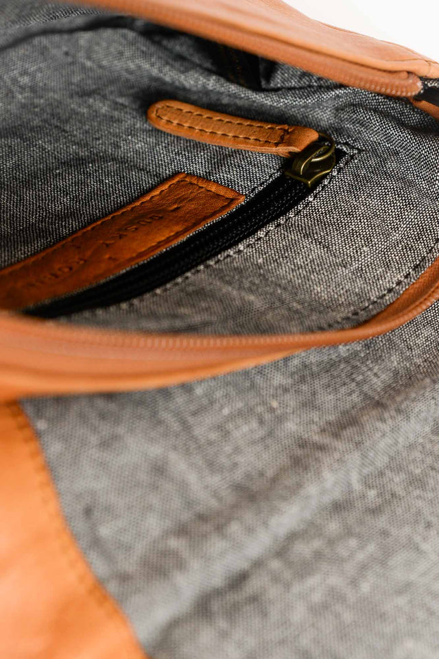 Sara Tan Leather Crossbody Bag image 3