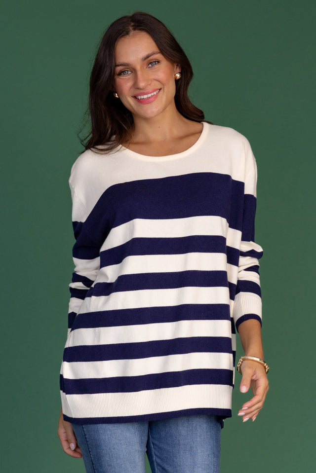 Shonda Navy Stripe Knit Jumper