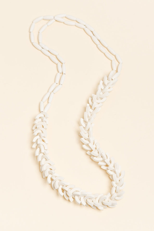 Sidonia Cream Wooden Bead Necklace image 1