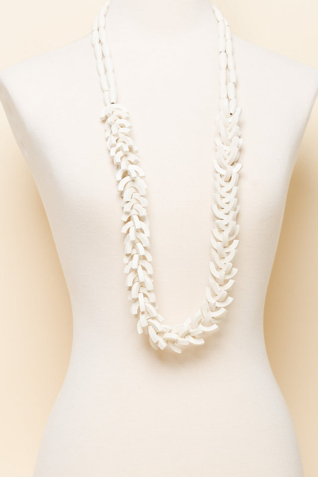 Sidonia Cream Wooden Bead Necklace image 2