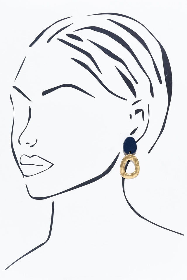 Silva Navy Circle Drop Earrings image 2