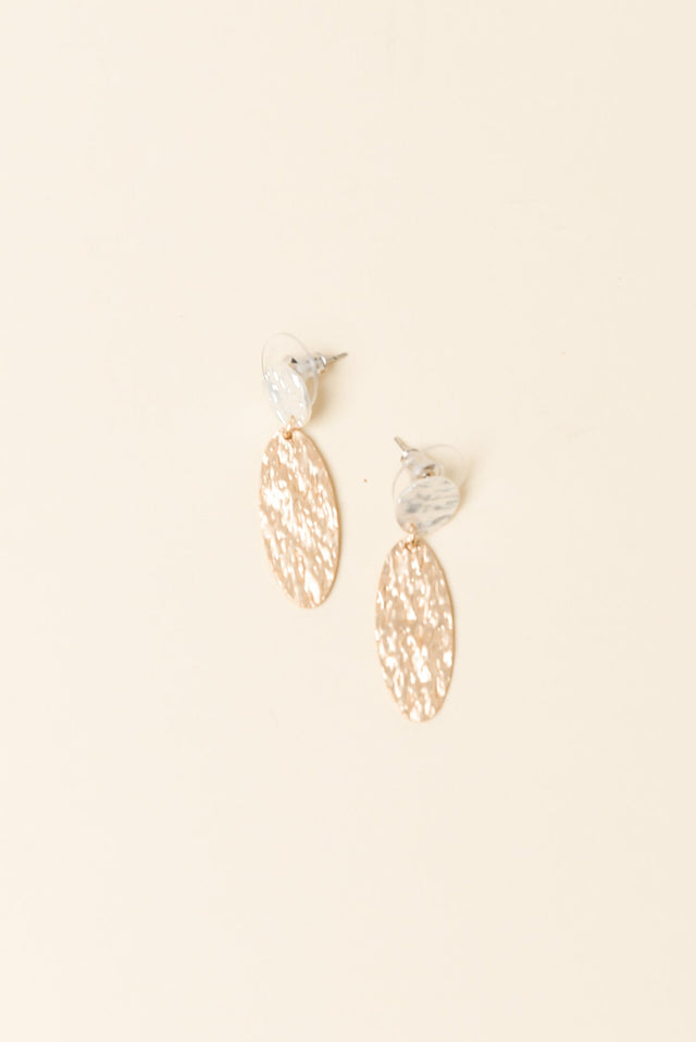Simba Two Tone Beaten Drop Earrings image 1