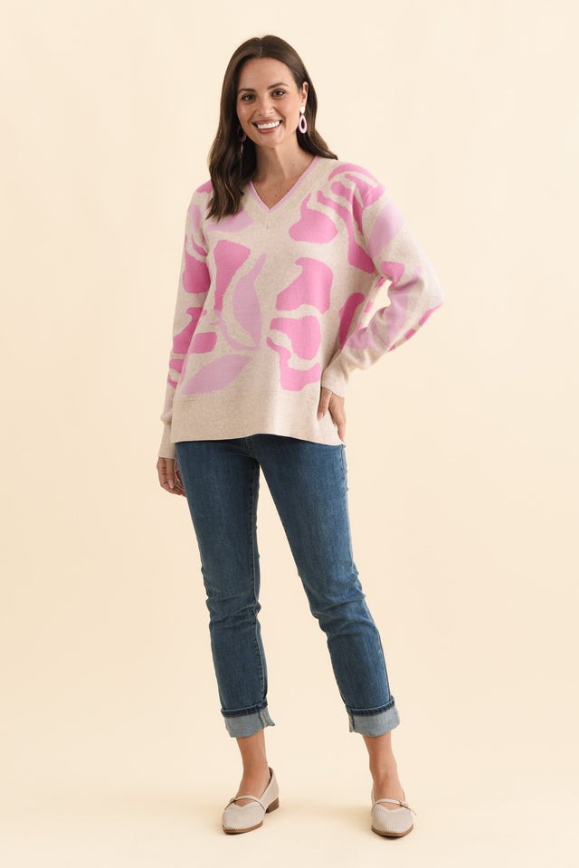 Swan Pink Flower Knit Sweater image 7
