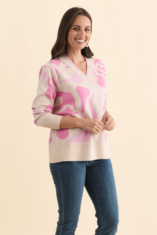 Swan Pink Flower Knit Sweater image 4