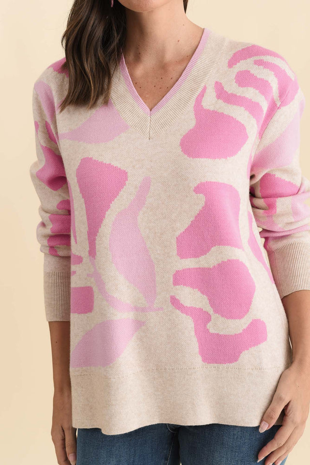 Swan Pink Flower Knit Sweater image 6
