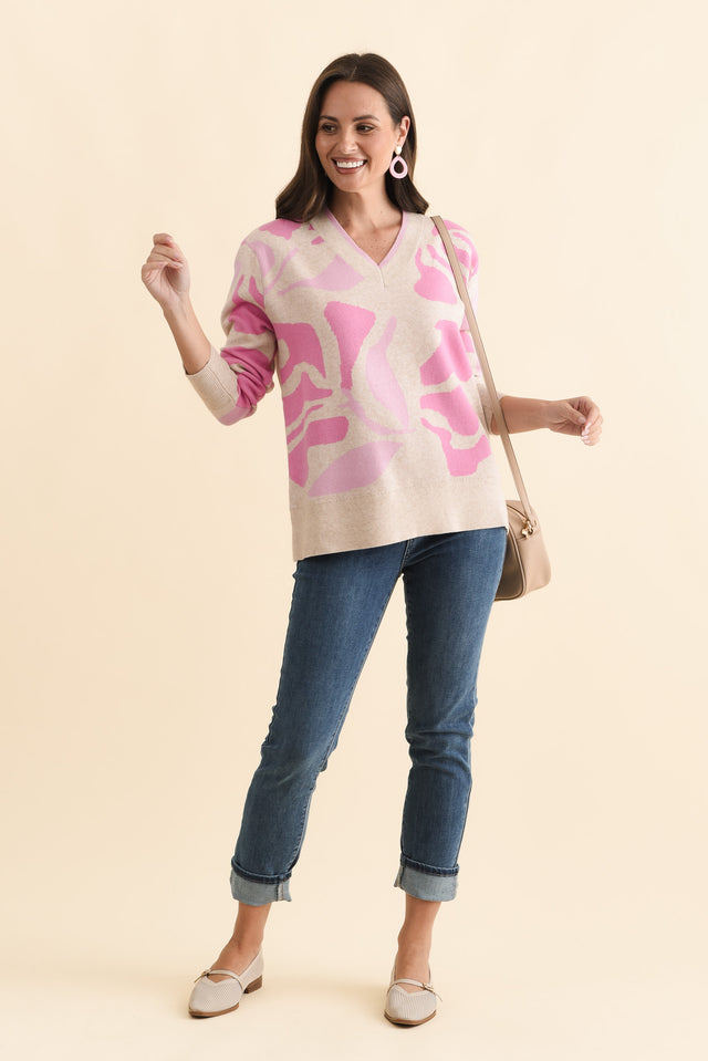 Swan Pink Flower Knit Sweater image 3