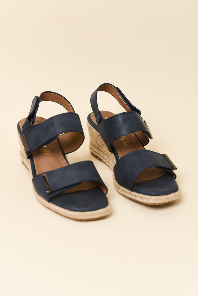 Teach Navy Espadrille Velcro Wedge