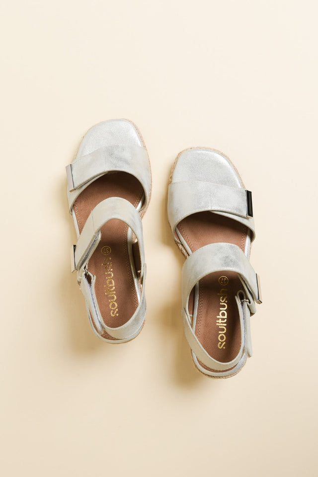 Teach Silver Espadrille Velcro Wedge image 4