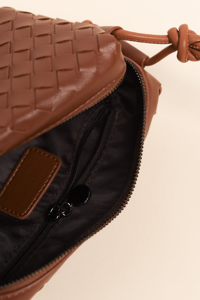 Tellaro Tan Woven Crossbody Bag image 3