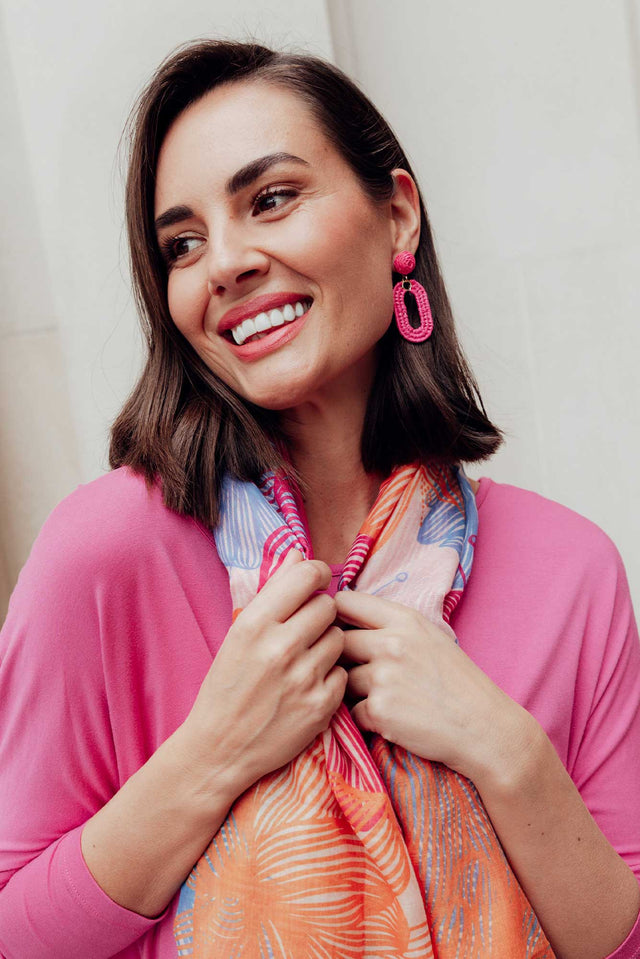 Tilby Pink Woven Oval Drop Earrings image 1