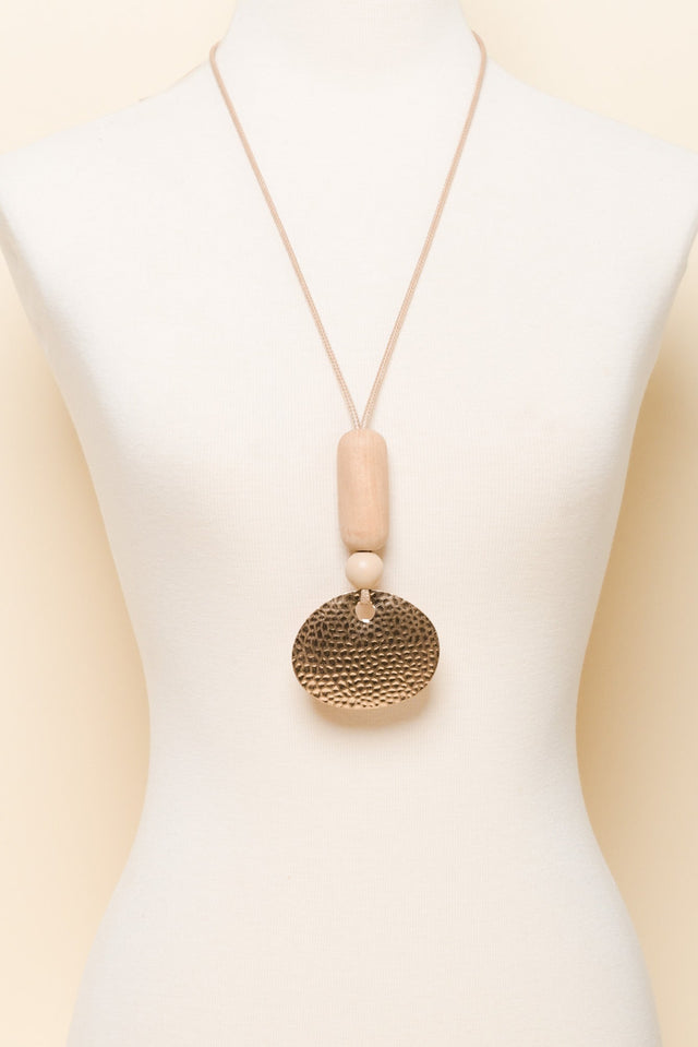 Tina Gold Beaten Pendant Necklace image 2