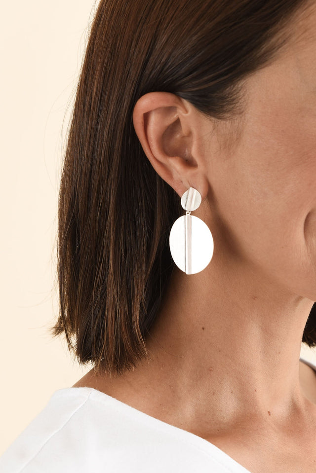 Tito Silver Circle Drop Earrings image 2