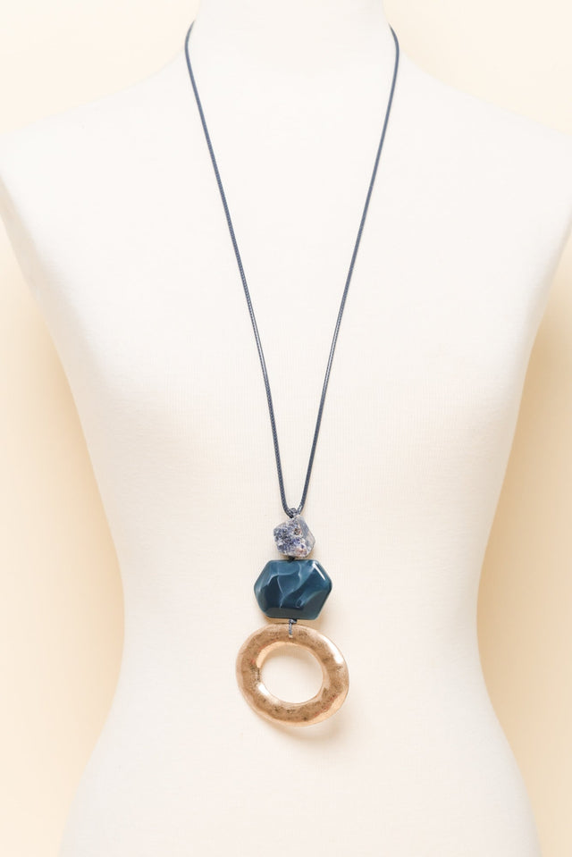 Tyra Blue Stone Pendant Necklace image 2