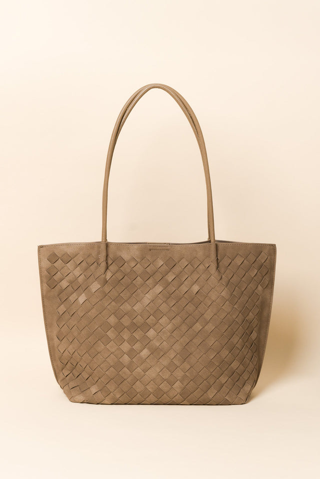 Virginia Taupe Suede Tote Bag image 2