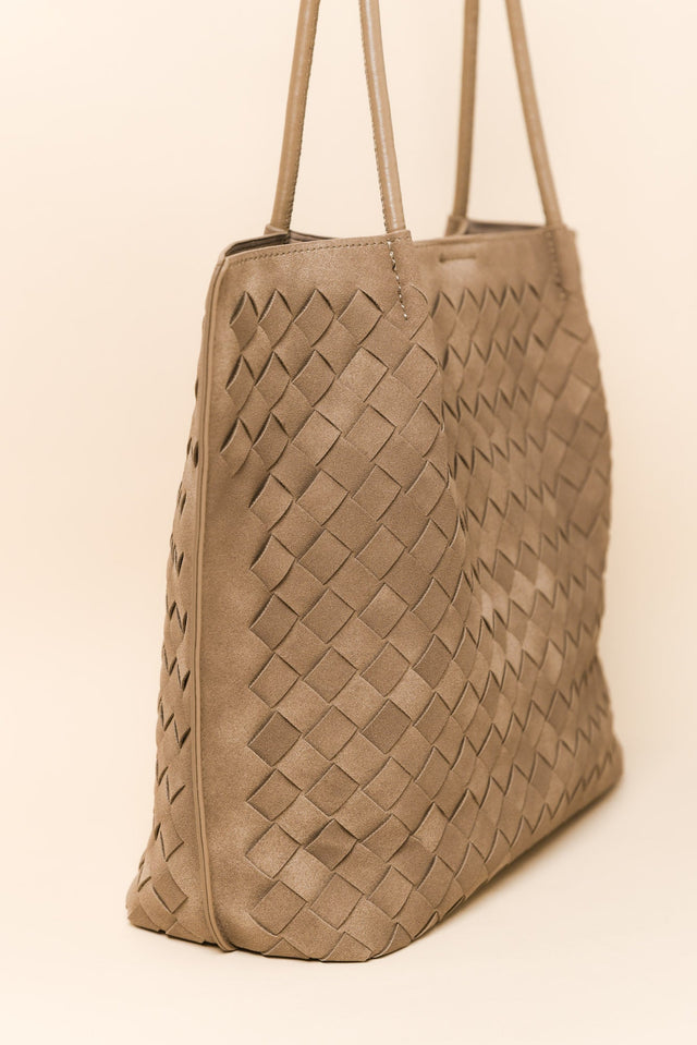 Virginia Taupe Suede Tote Bag image 3