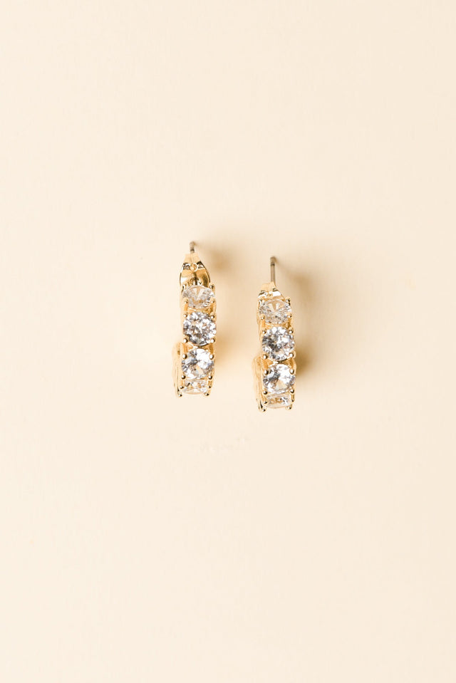 Vittoria Gold Crystal Half Hoop Earrings image 3