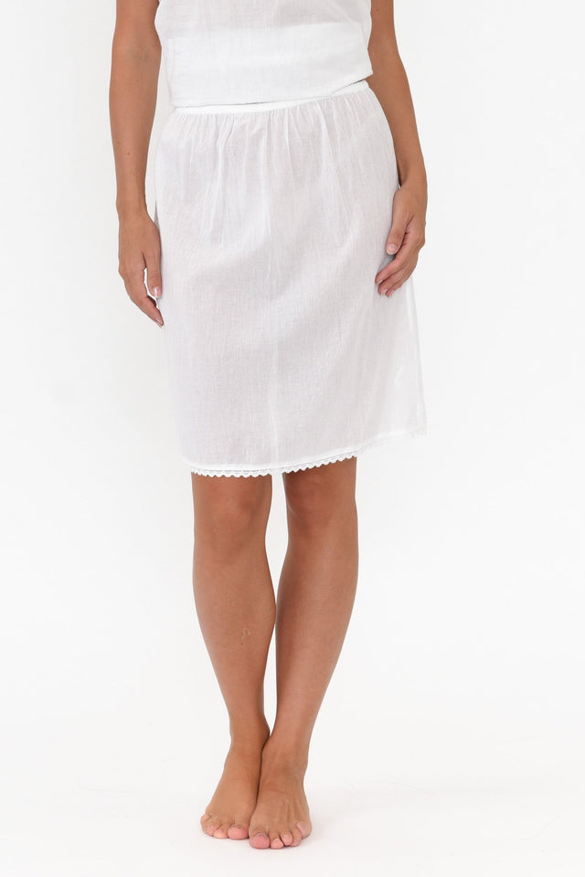 White Cotton Slip Skirt alt text|model:MJ image 1