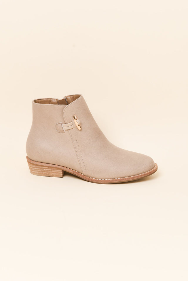 York Beige Leather Toggle Boot