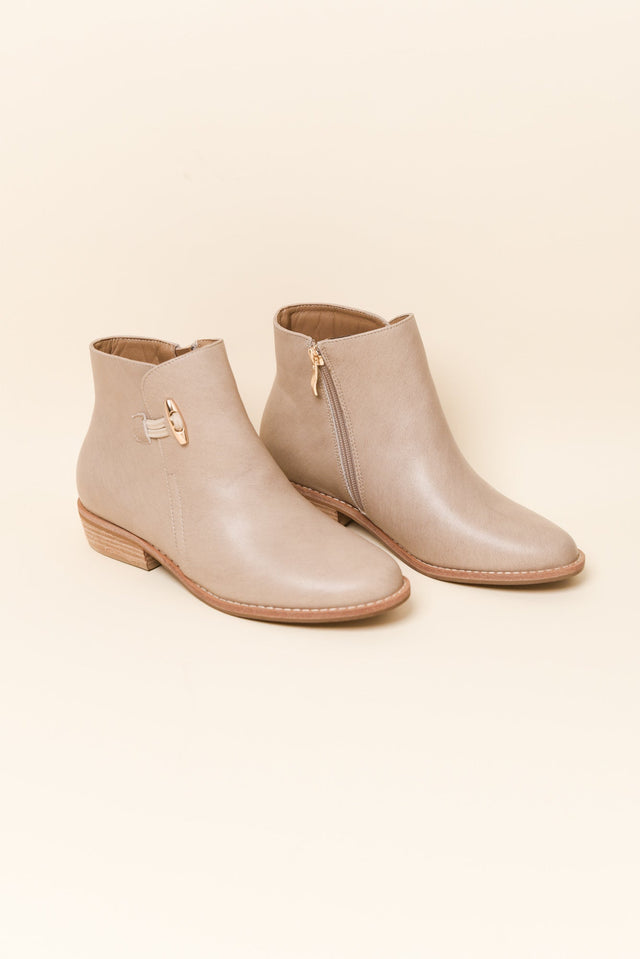 York Beige Leather Toggle Boot