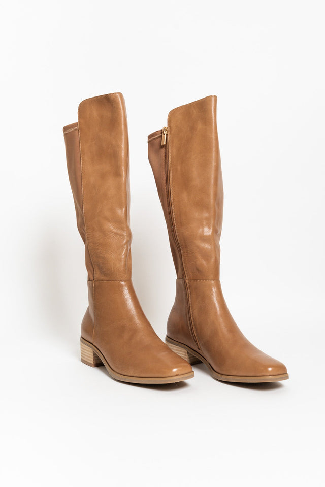 Young Tan Leather Knee High Boot image 2