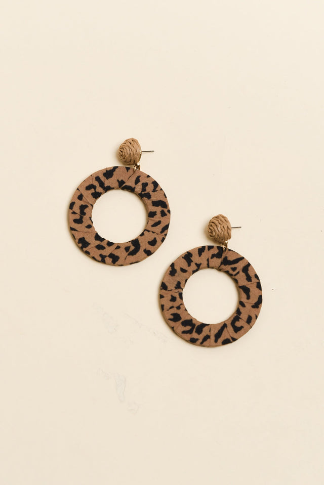 Zena Brown Leopard Drop Earrings image 1