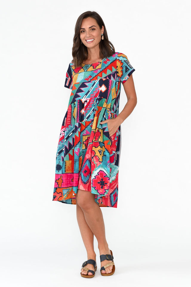 Zio Blue Abstract Organic Cotton Dress image 2