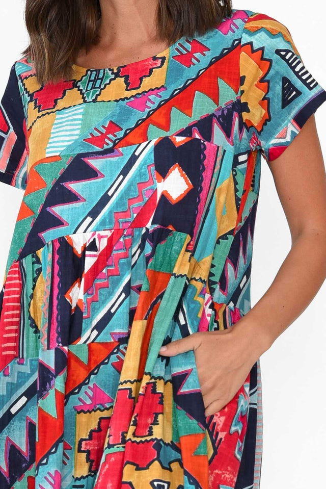 Zio Blue Abstract Organic Cotton Dress image 3