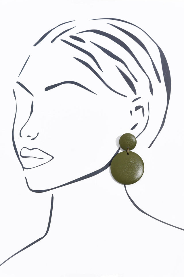 Akori Green Wood Circle Earrings