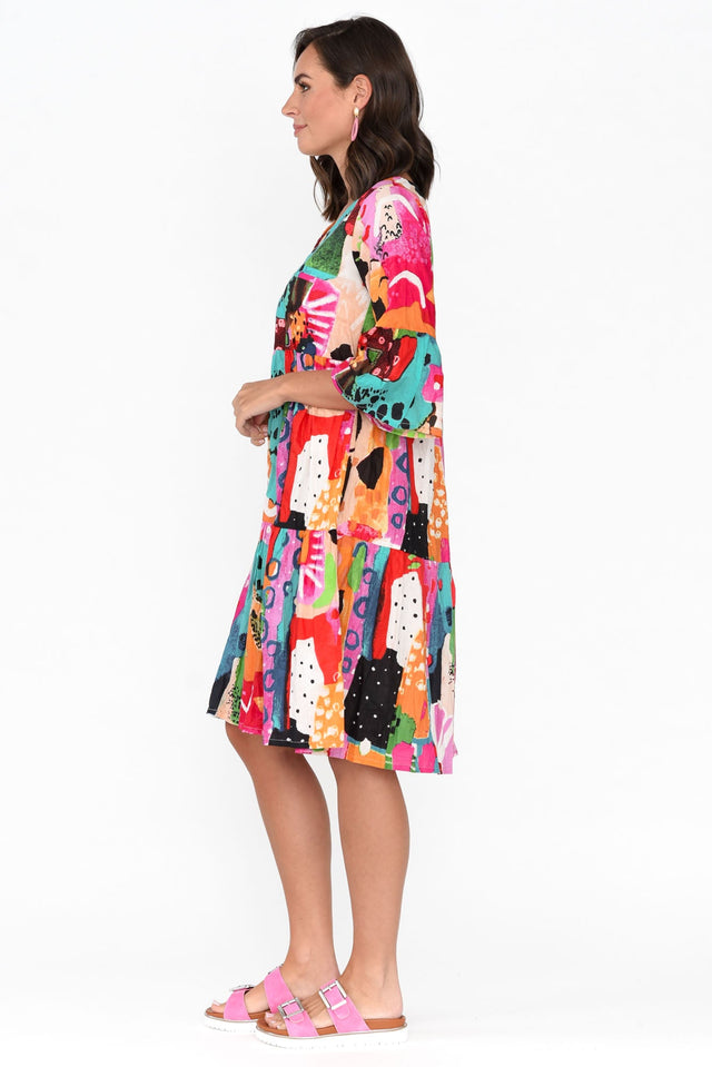 Alanya Pink Abstract Organic Cotton Dress image 4