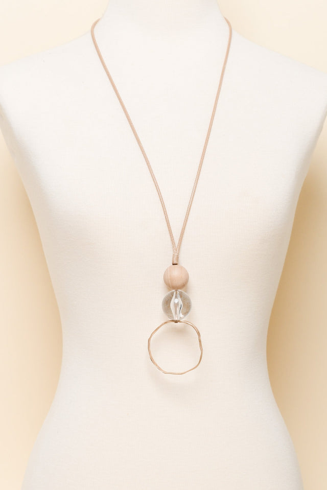 Ambra Natural Beaded Pendant Necklace