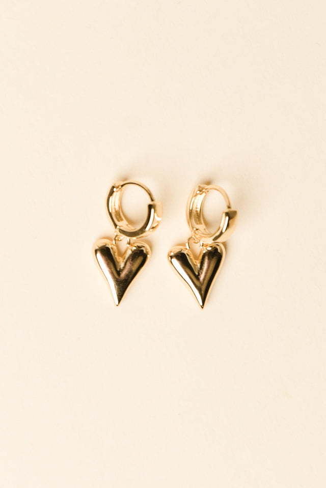 Amy Gold Heart Drop Earrings image 1