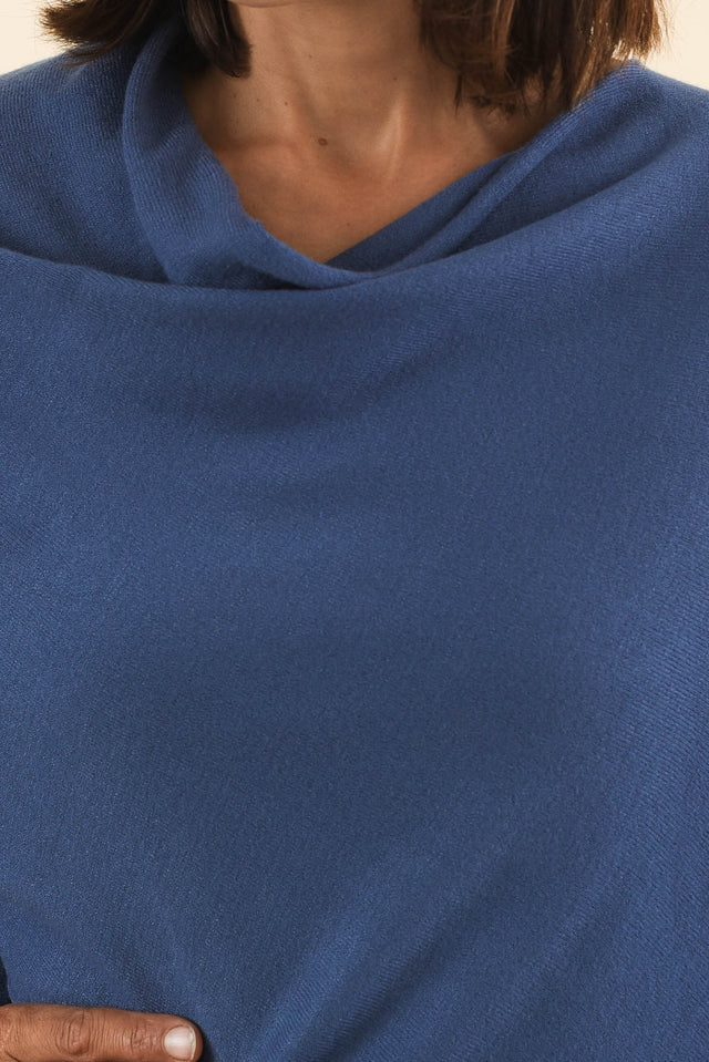 Amy Sea Blue Wool Blend Poncho image 6