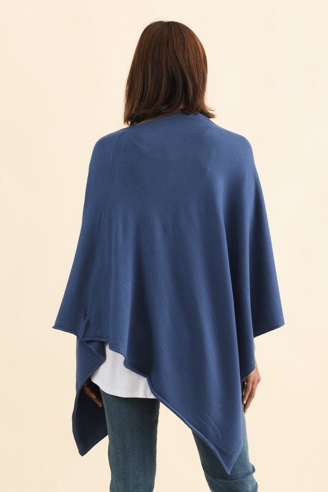 Amy Sea Blue Wool Blend Poncho image 5