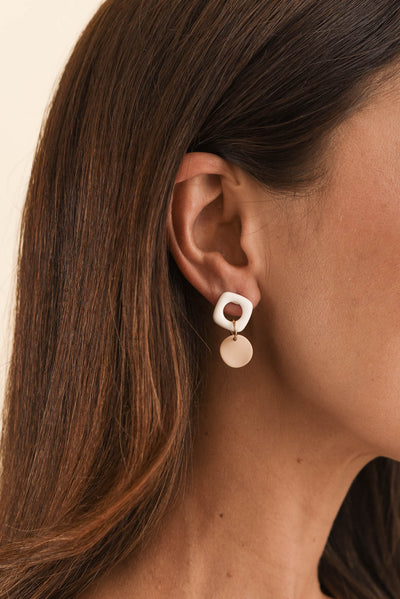 Angie White Drop Earrings