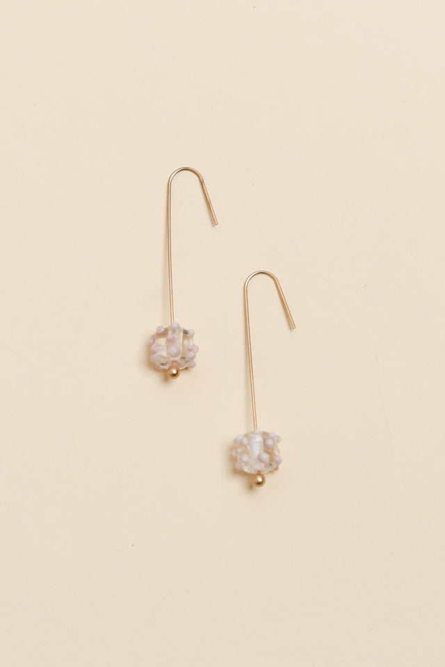 Anka Pink Dot Glass Hook Earrings image 1