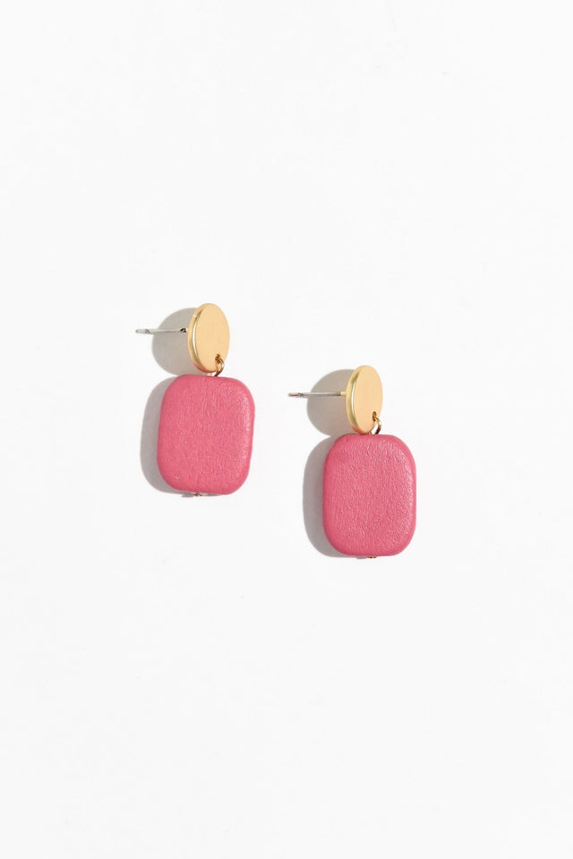Ariel Hot Pink Rectangle Drop Earrings
